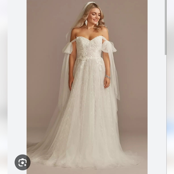 Melissa Sweet Convertible Straps Tulle Ballgown Wedding Dress Size 10